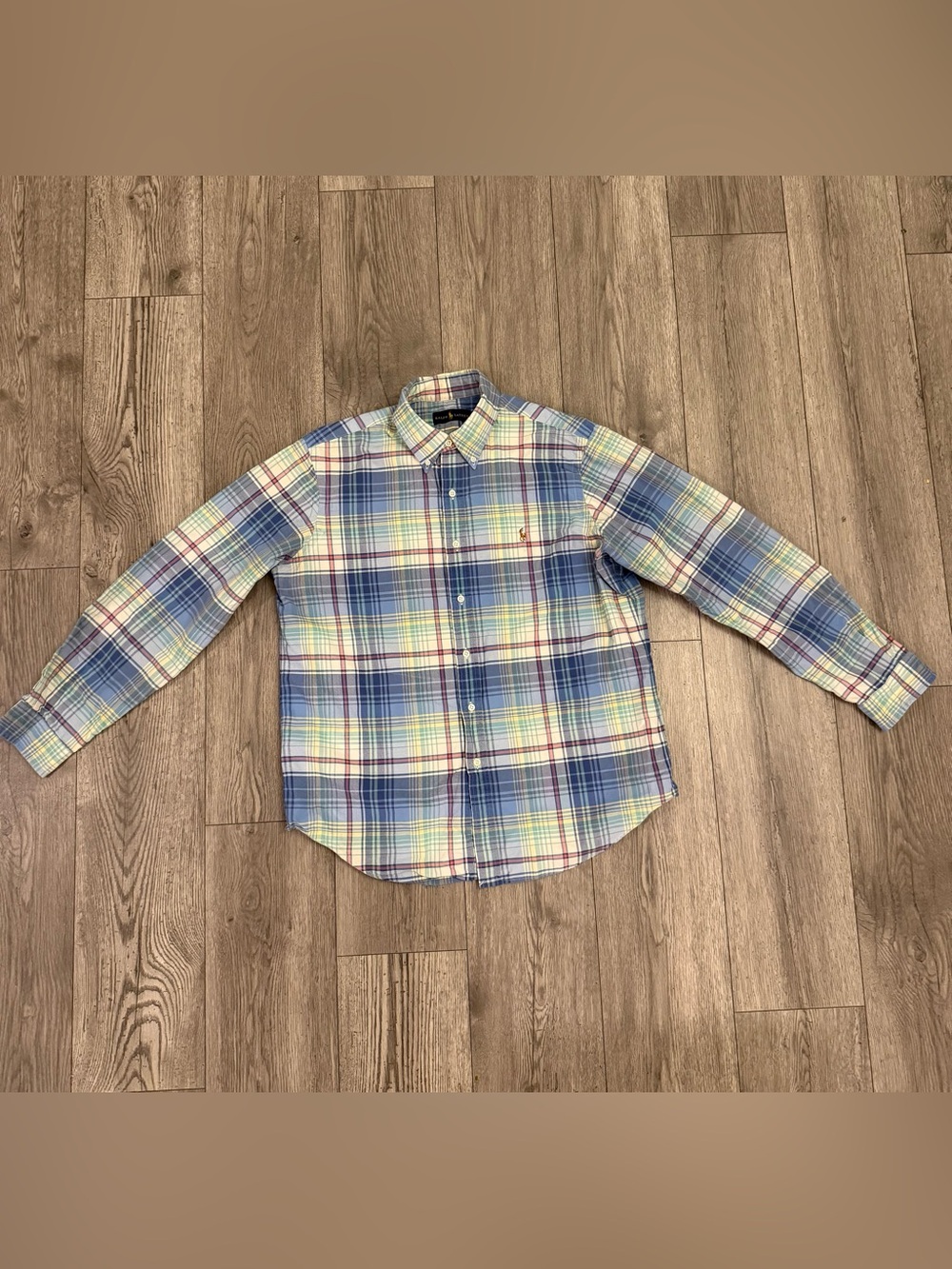 Ralph Lauren Yellow Multiple Plaid Button Down Oxford Men’s Large Shirt